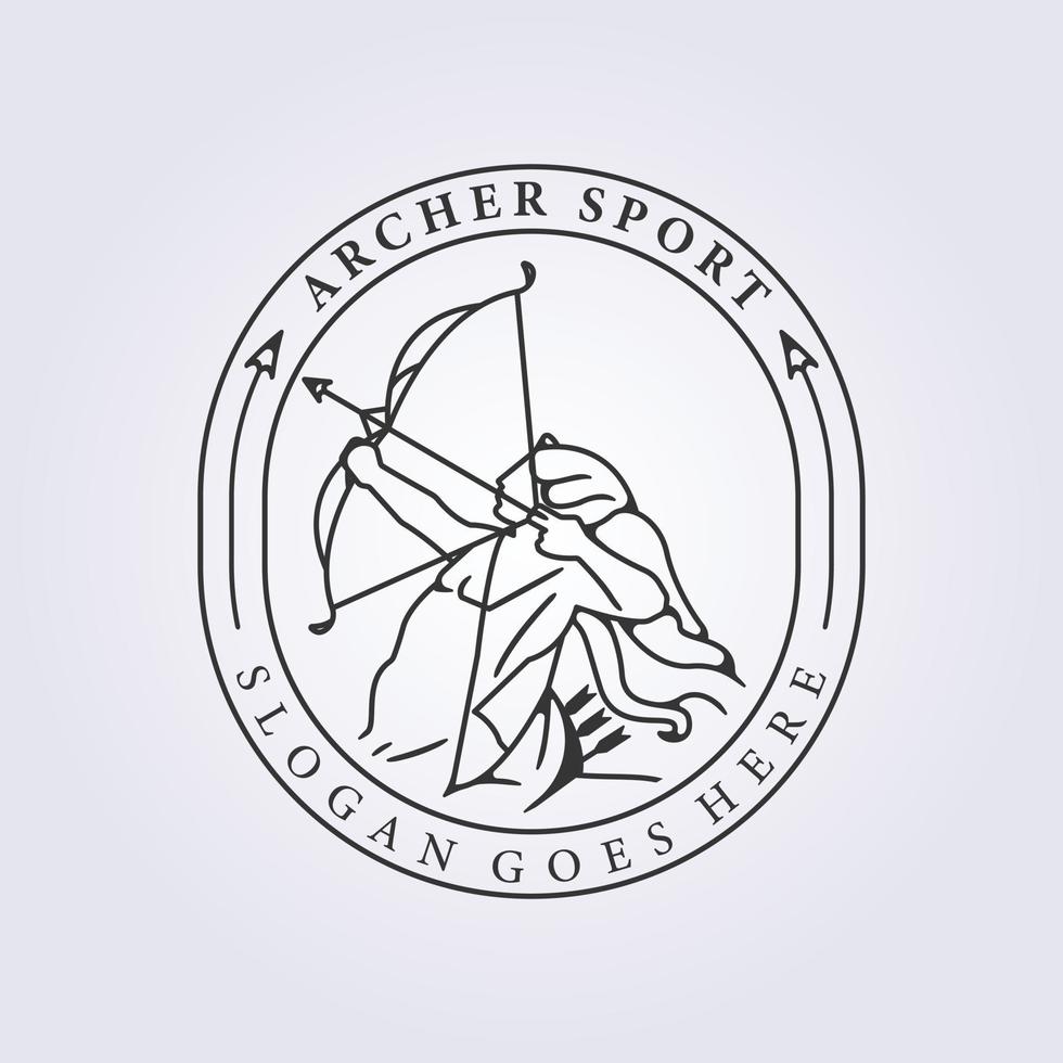 archer sport logo badge in line art vector illustration design