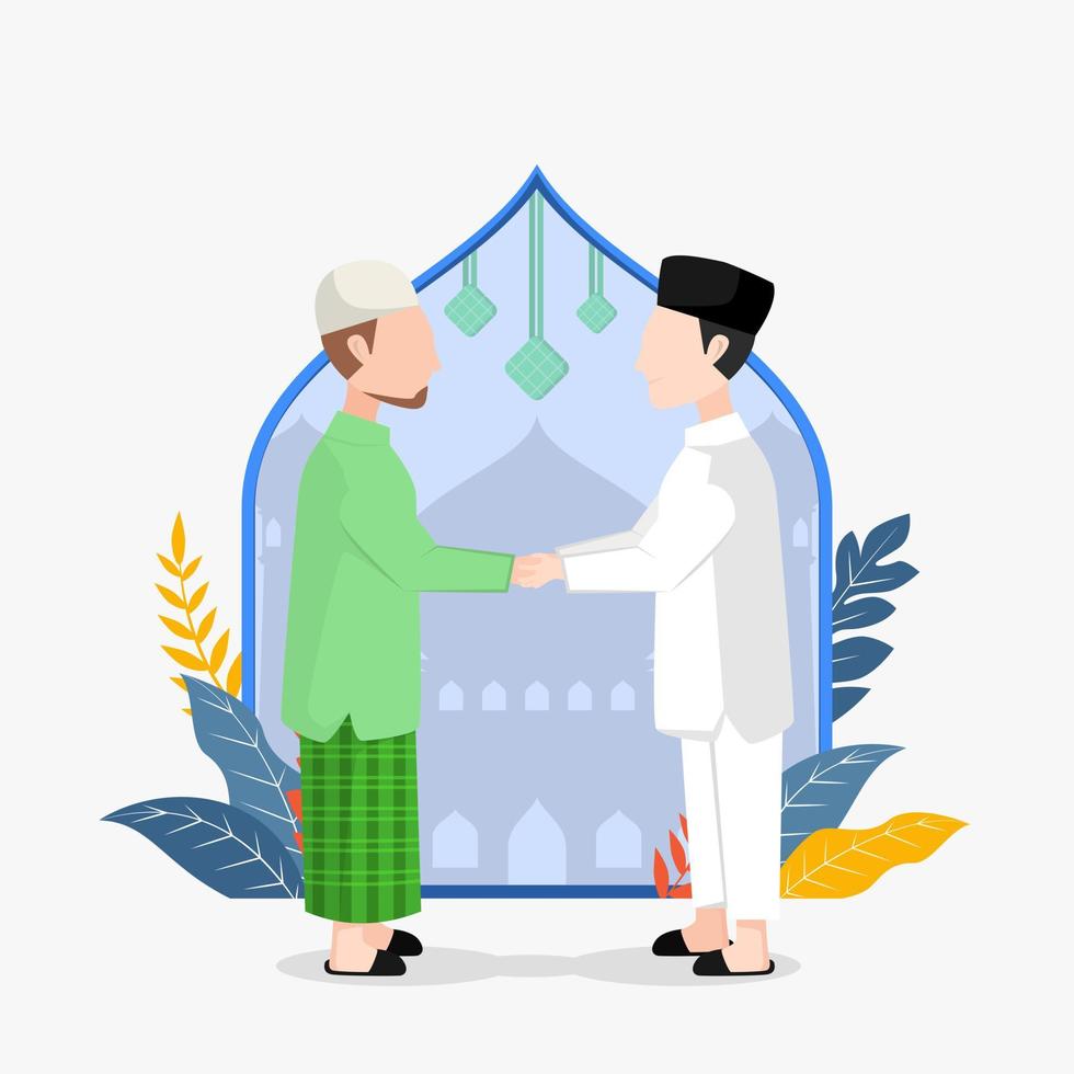 halal bihalal tradition flat illustration vector