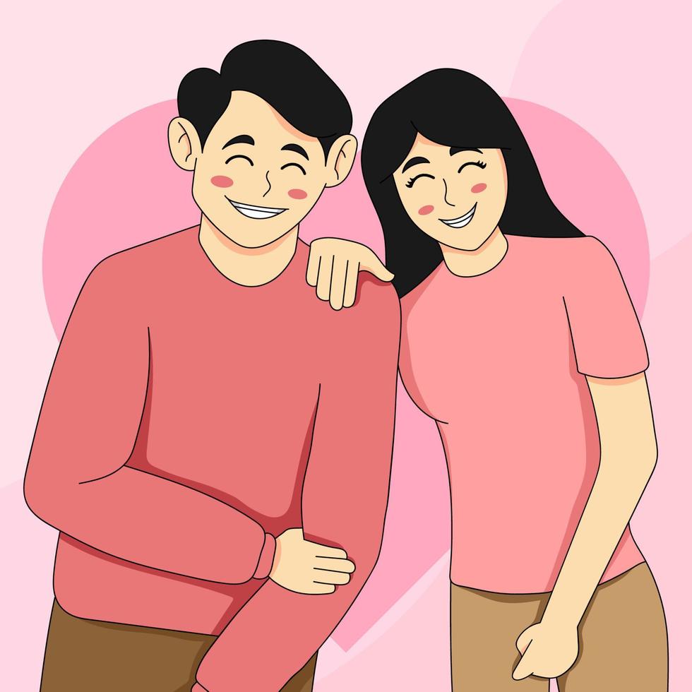 Hand drawn young couple vector illustration