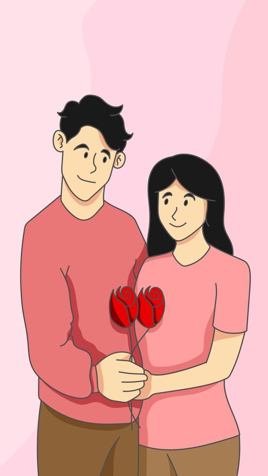 Hand drawn young couple vector illustration