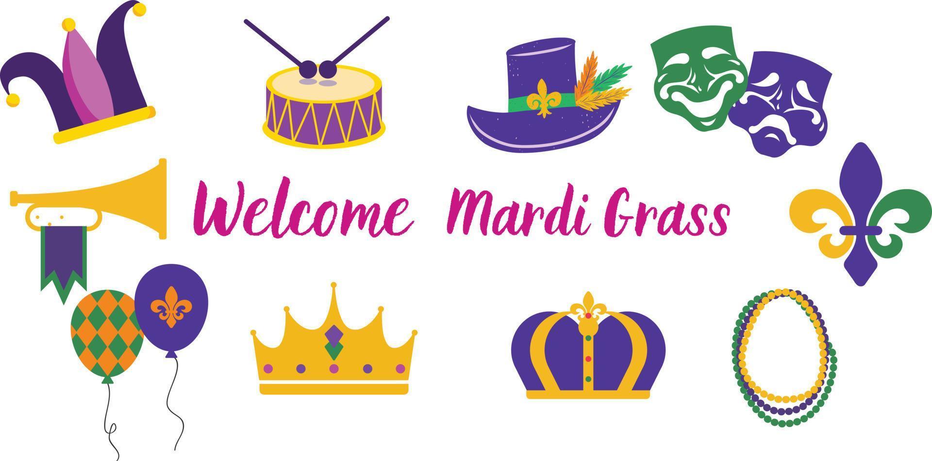 vector conjunto de mardi gras festival mascaras