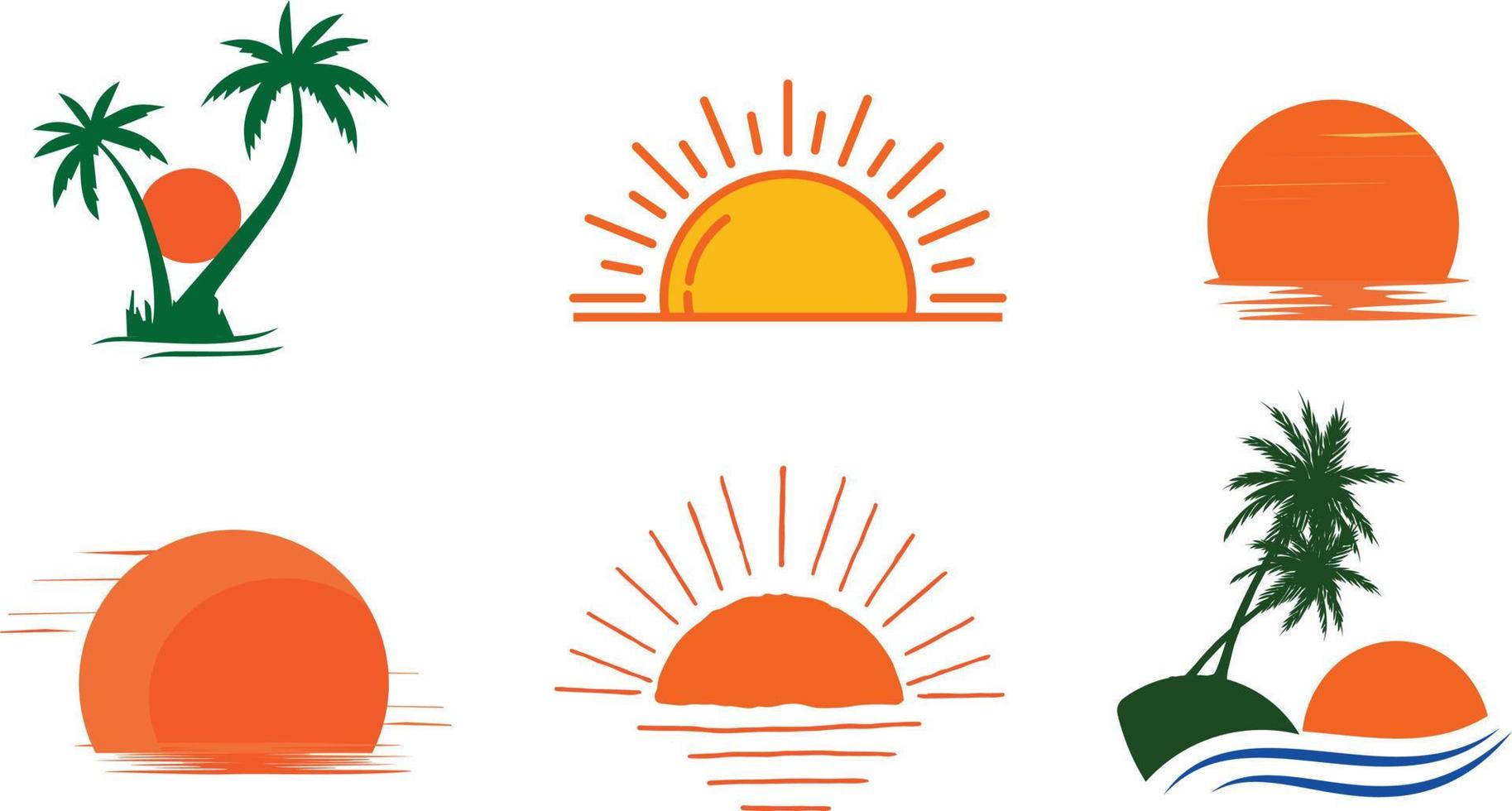 vector sun sunset palm