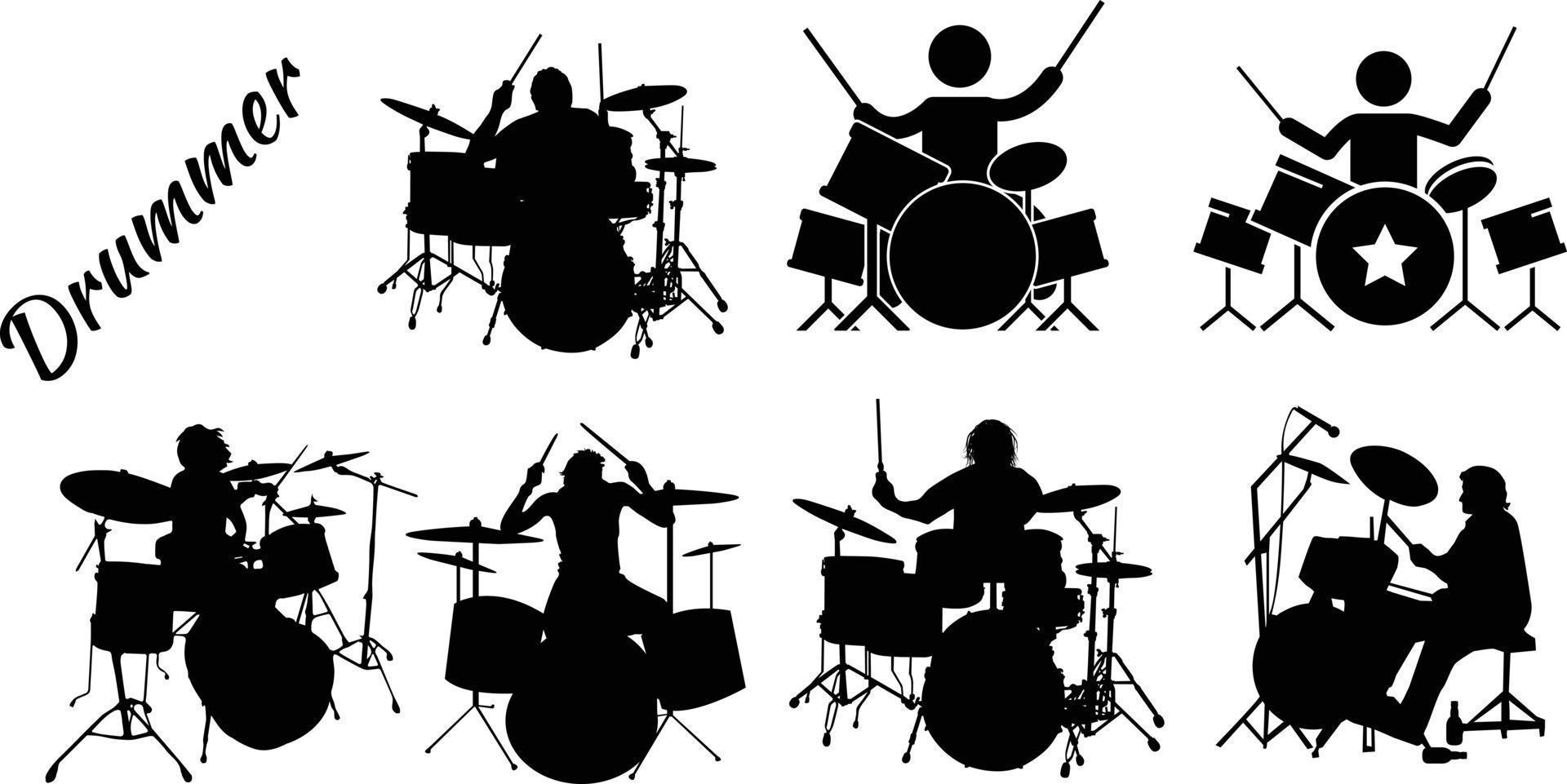 vector silhouette drum set
