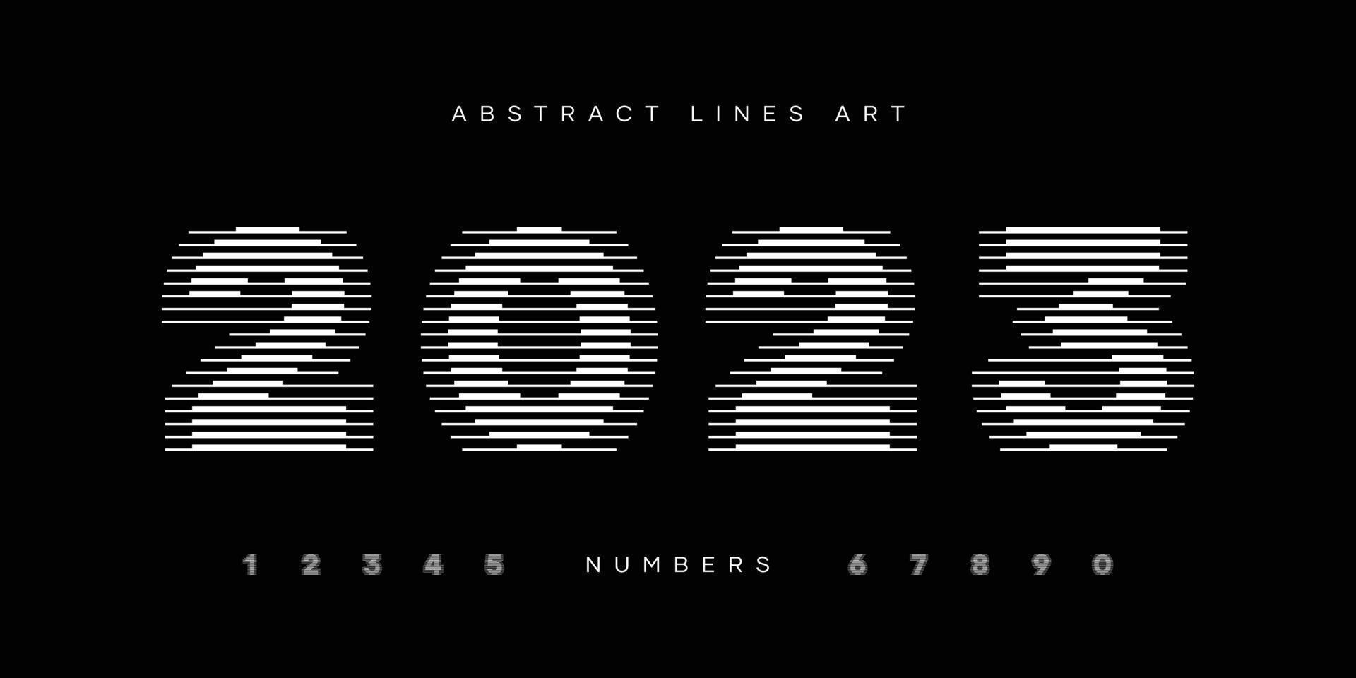 Numbers set logo lines abstract art modern vector