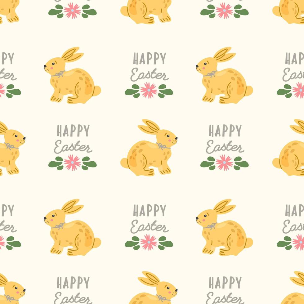 Pattern with cute rabbits, bunny or hare. Baby animals and Easter eggs print. Childish apparel print in pastel colors. Wrapping paper, greeting cards, textile design. vector