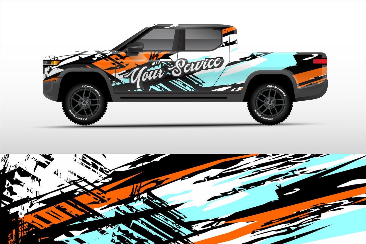 Truck sticker wrap design, graphic abstract grunge line design for adventure and racing. vector