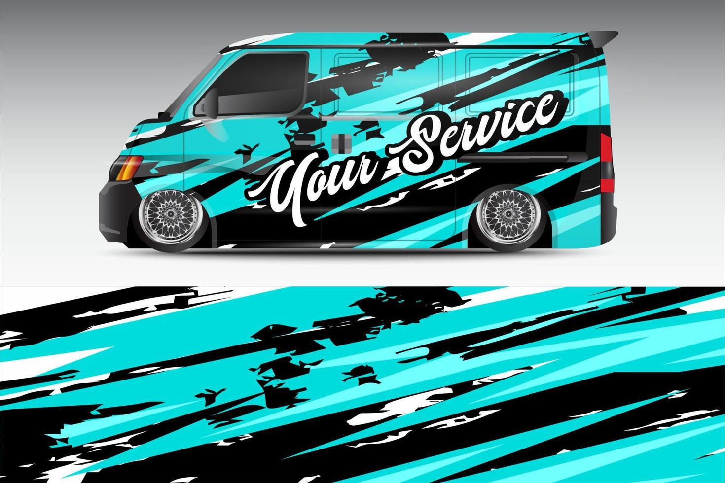 racing car wrap design for vehicle vinyl stickers and grunge motif sticker livery vector