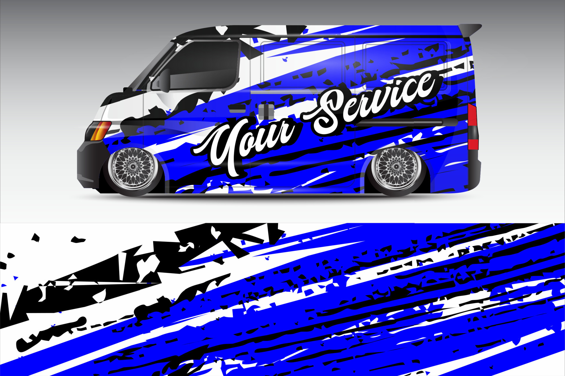 racing car wrap design for vehicle vinyl stickers and grunge motif