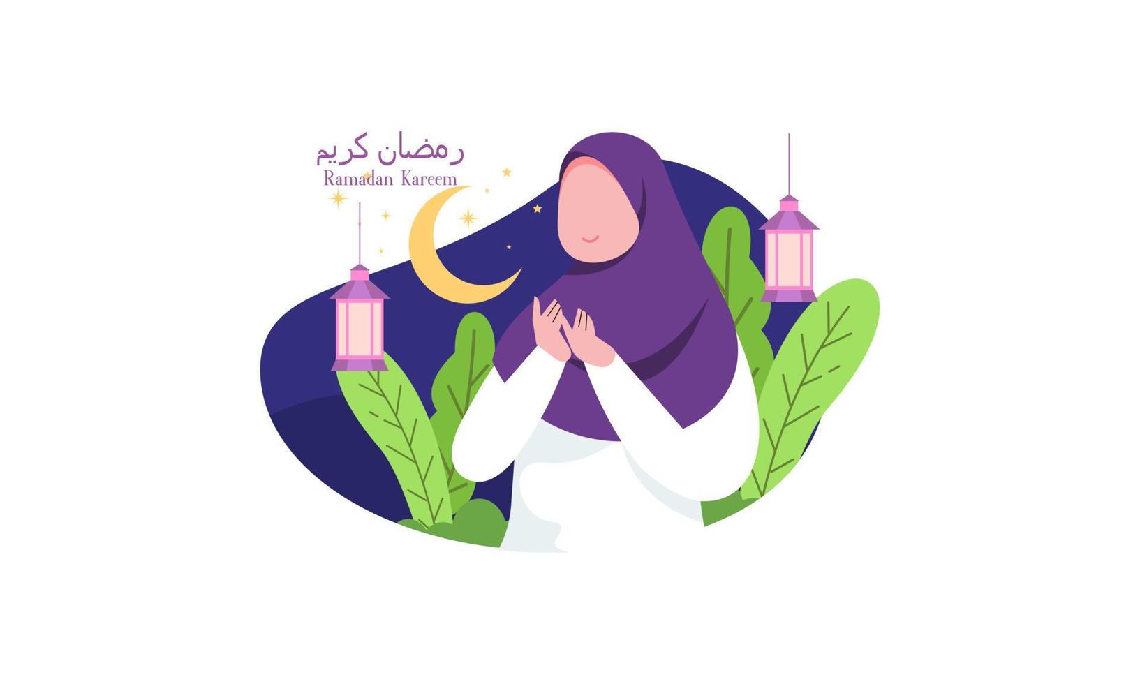 Ramadan Kareem Concept of a Religious Muslim Praying to Allah vector