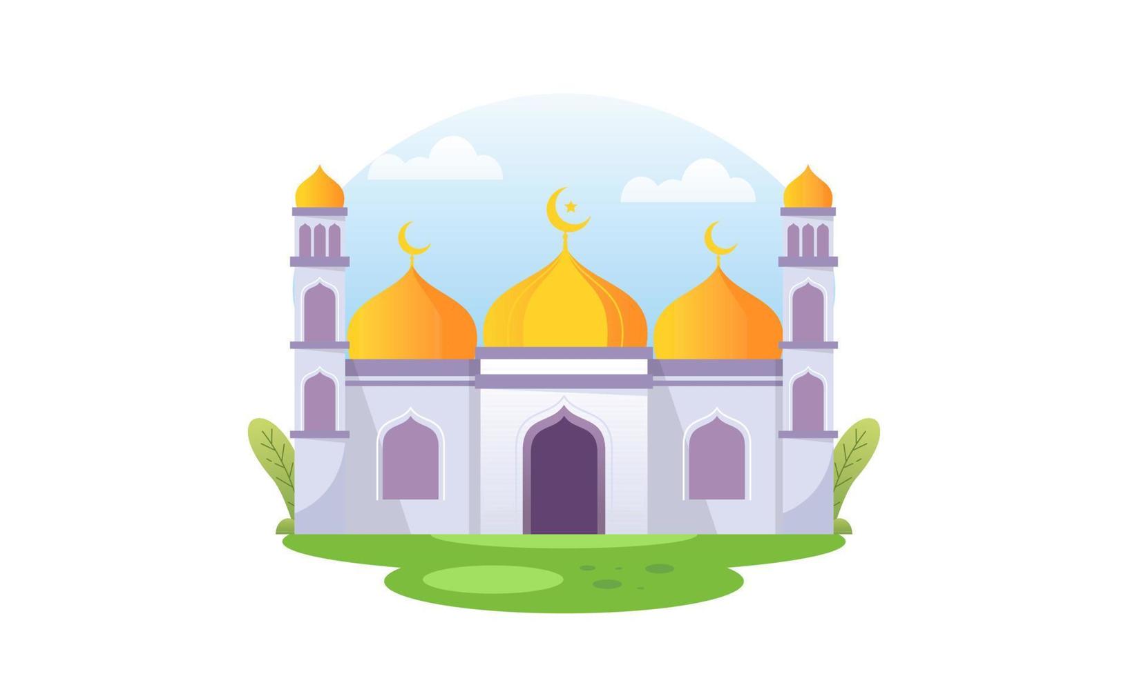 Beautiful Ramadan Kareem Mosque Vector Illustration