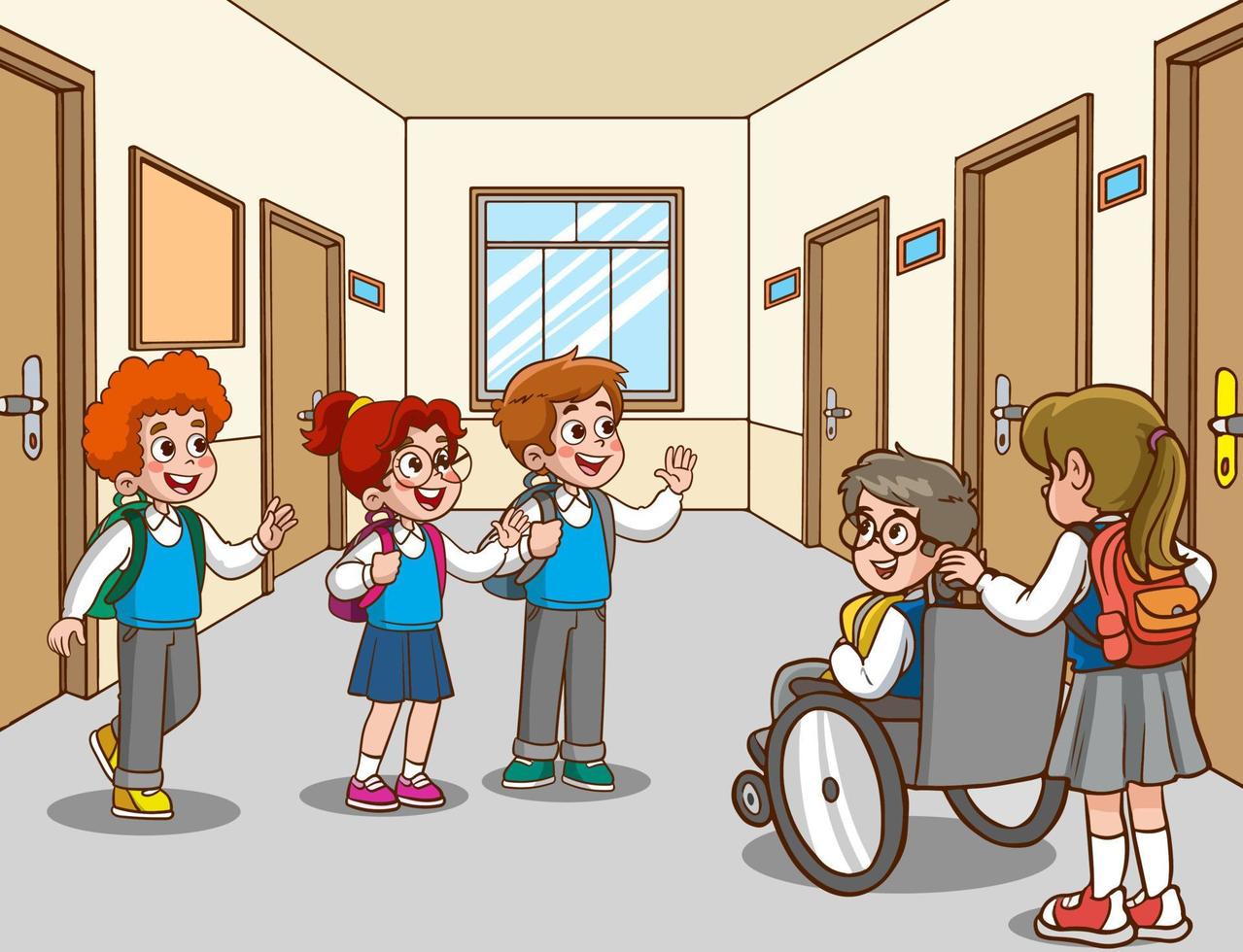 estudiantes saludar a colegio dibujos animados vector 20438483 Vector en  Vecteezy