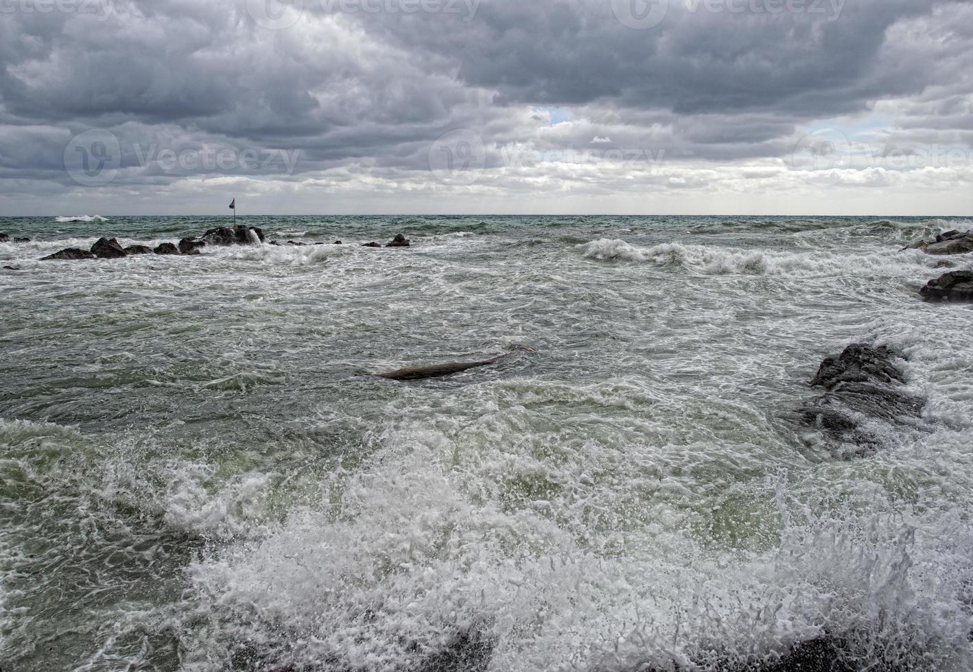 Sea Storm tempest on the rocks photo