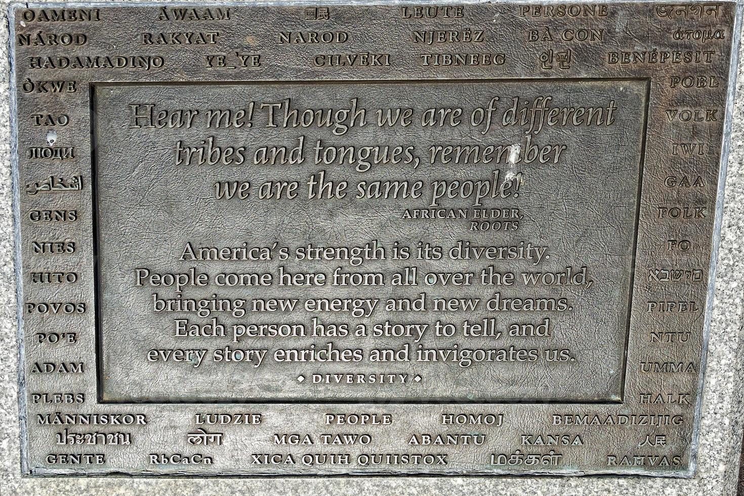 Diversity inscription on copper photo