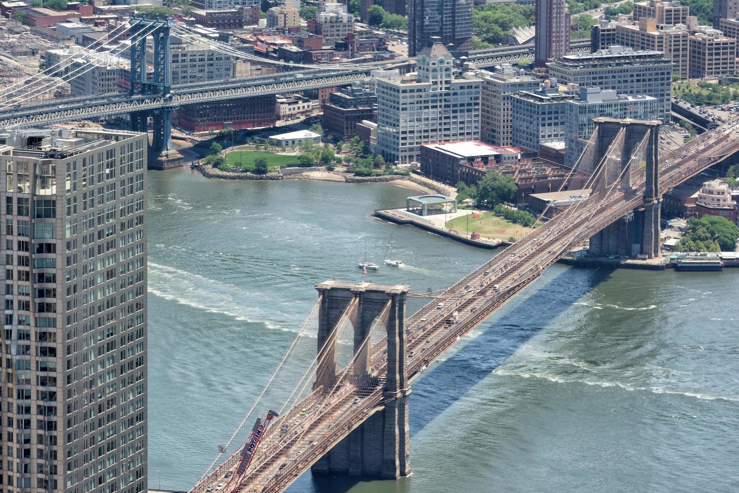 NEW YORK - USA - 13 JUNE 2015 manhattan bridge aerial view from freedom tower photo