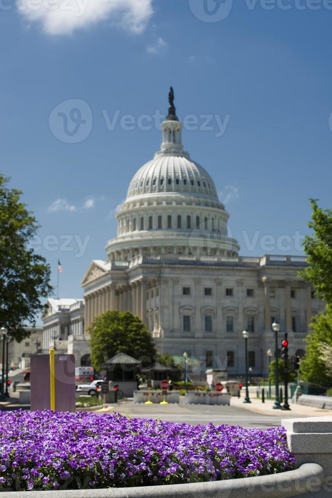 Washington DC Capital on deep blue sky background photo