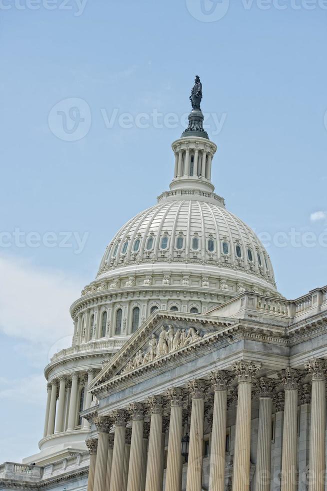 Washington DC Capitol detail on cloudy sky photo