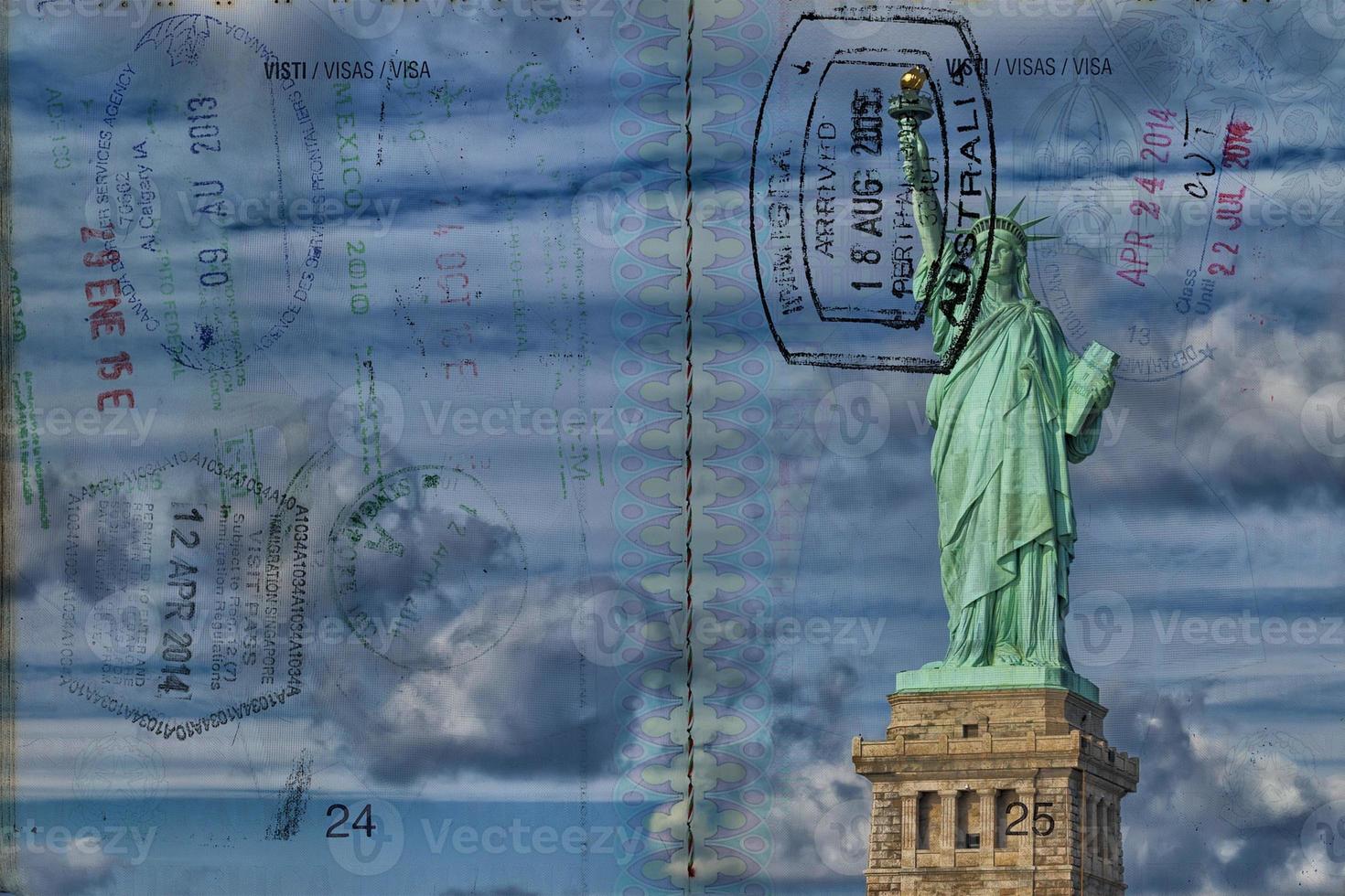 Passport over New York scenic destination photo