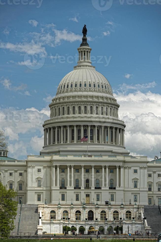 Washington DC Capitol view on cloudy sky photo