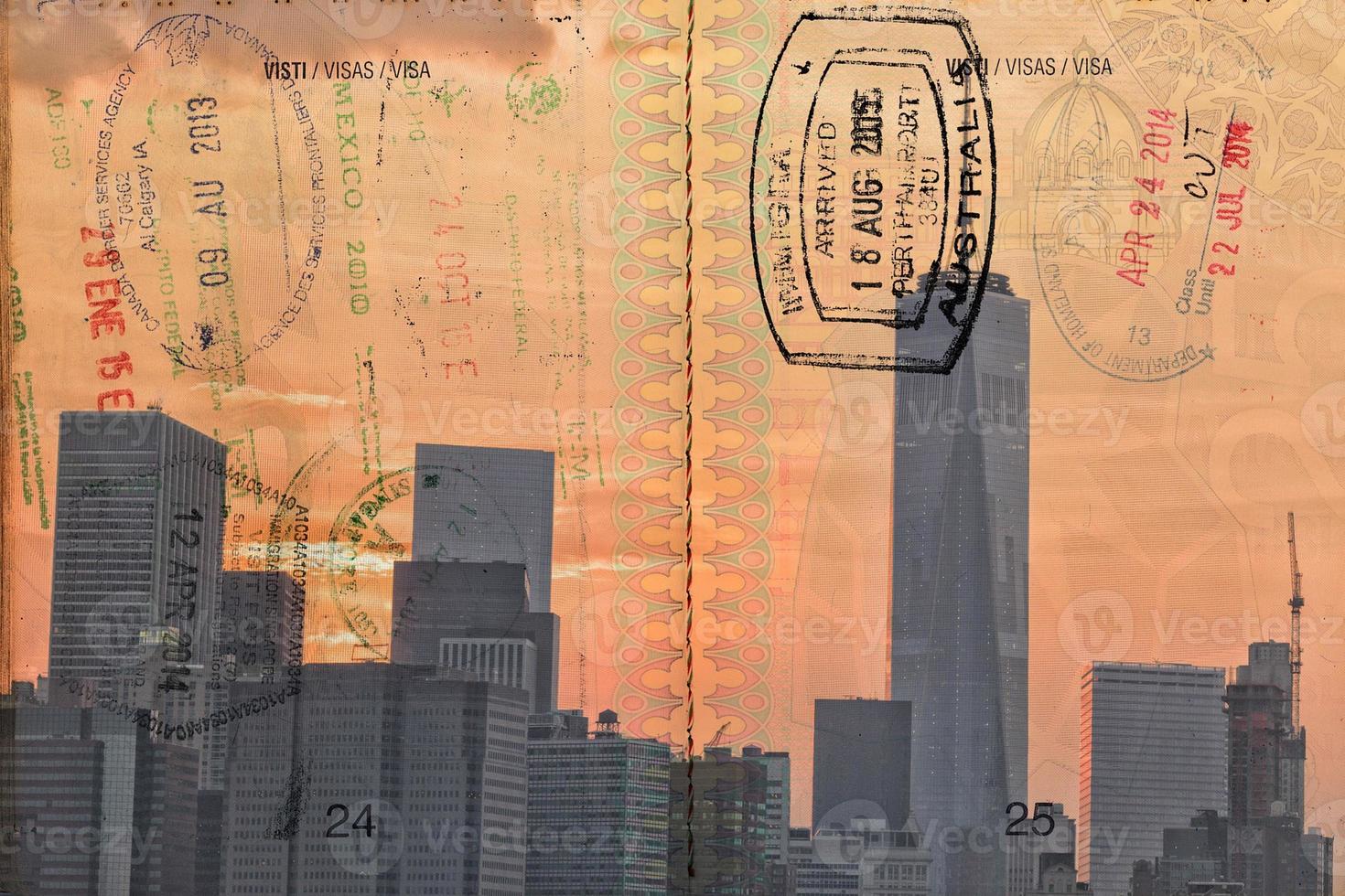 Passport over New York scenic destination photo