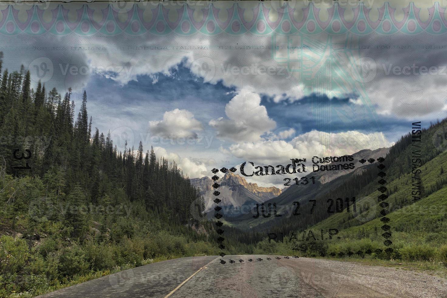 Passport over Canada scenic destination photo