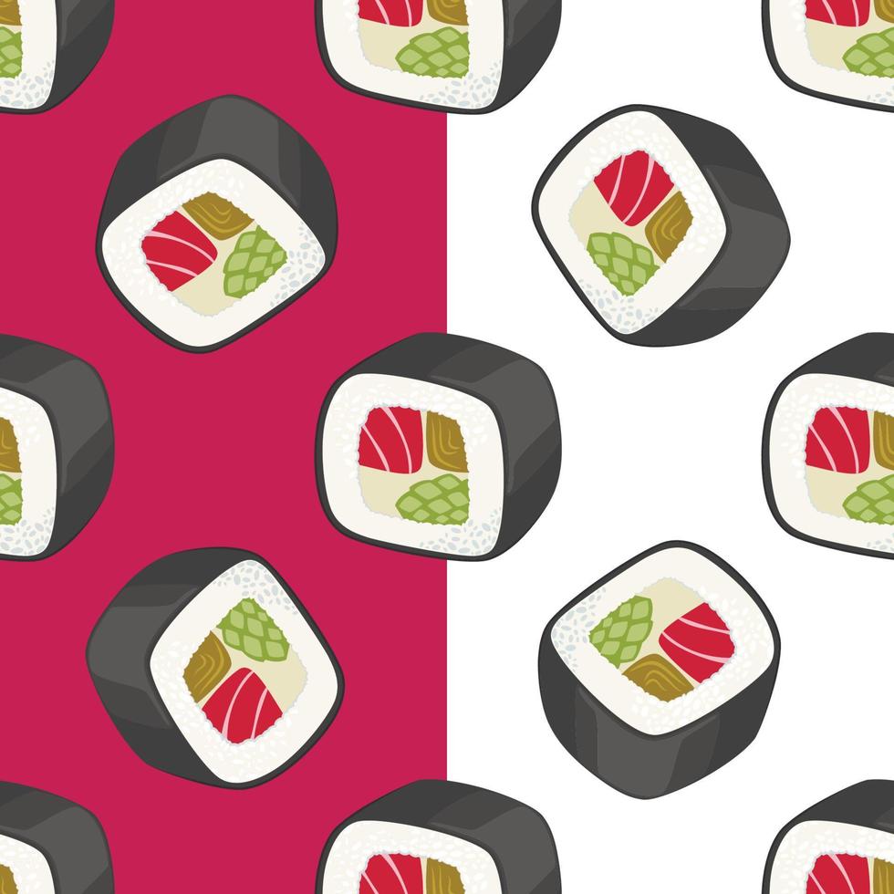 Sushi seamless pattern, Asian Food, Japanese sushi background, Sushi Roll Pattern, Japanesse restaurant background vector