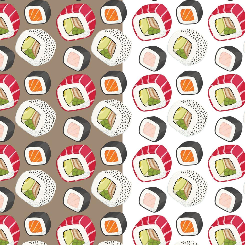 Sushi seamless pattern, Asian Food, Japanese sushi background, Sushi Roll Pattern, Japanesse restaurant background vector