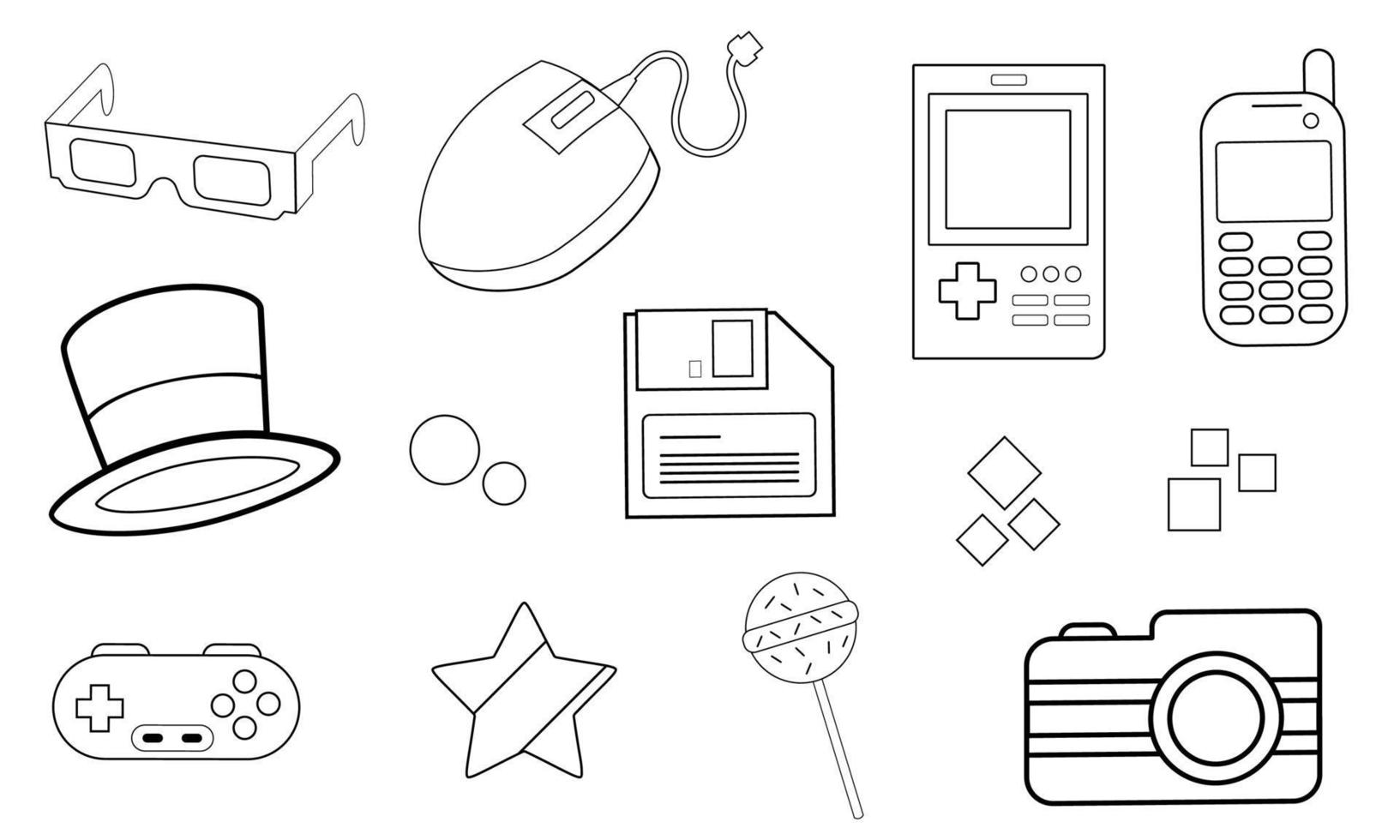 Outline Nostalgic 90's Element Collection vector