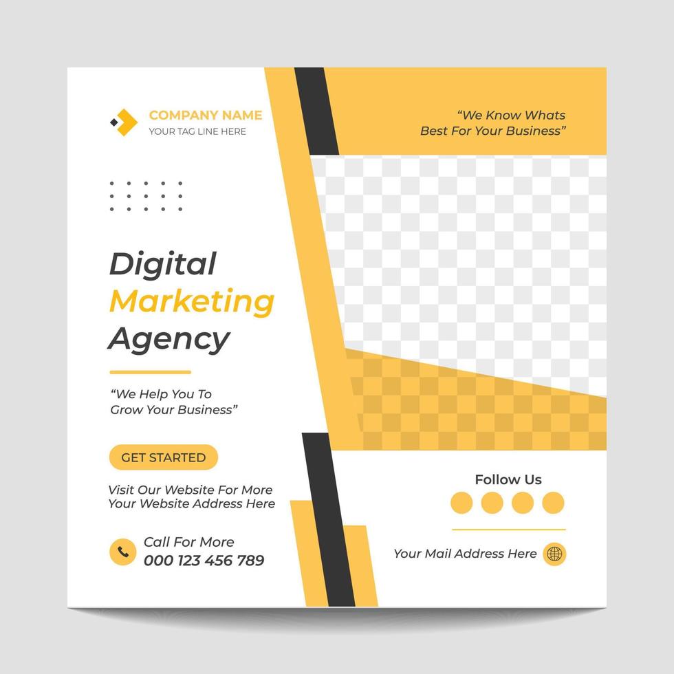 Modern Digital Marketing Agency Social Media Post Template Design. vector