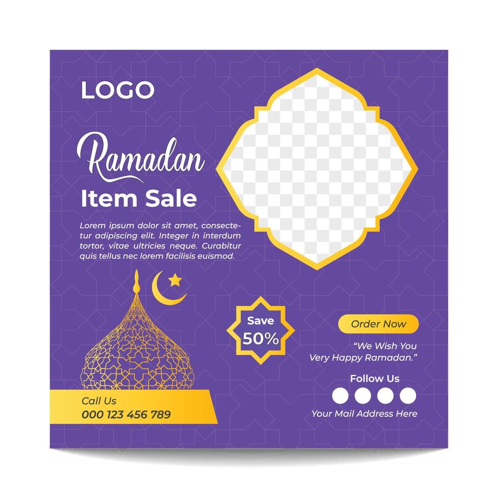 Ramadan Sale Social Media Post Template Design. vector