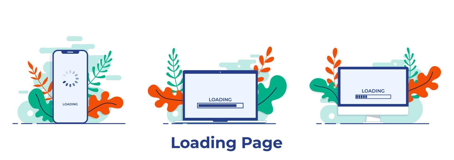 Loading bar on the screen of desktop computer, laptop, smartphone ...