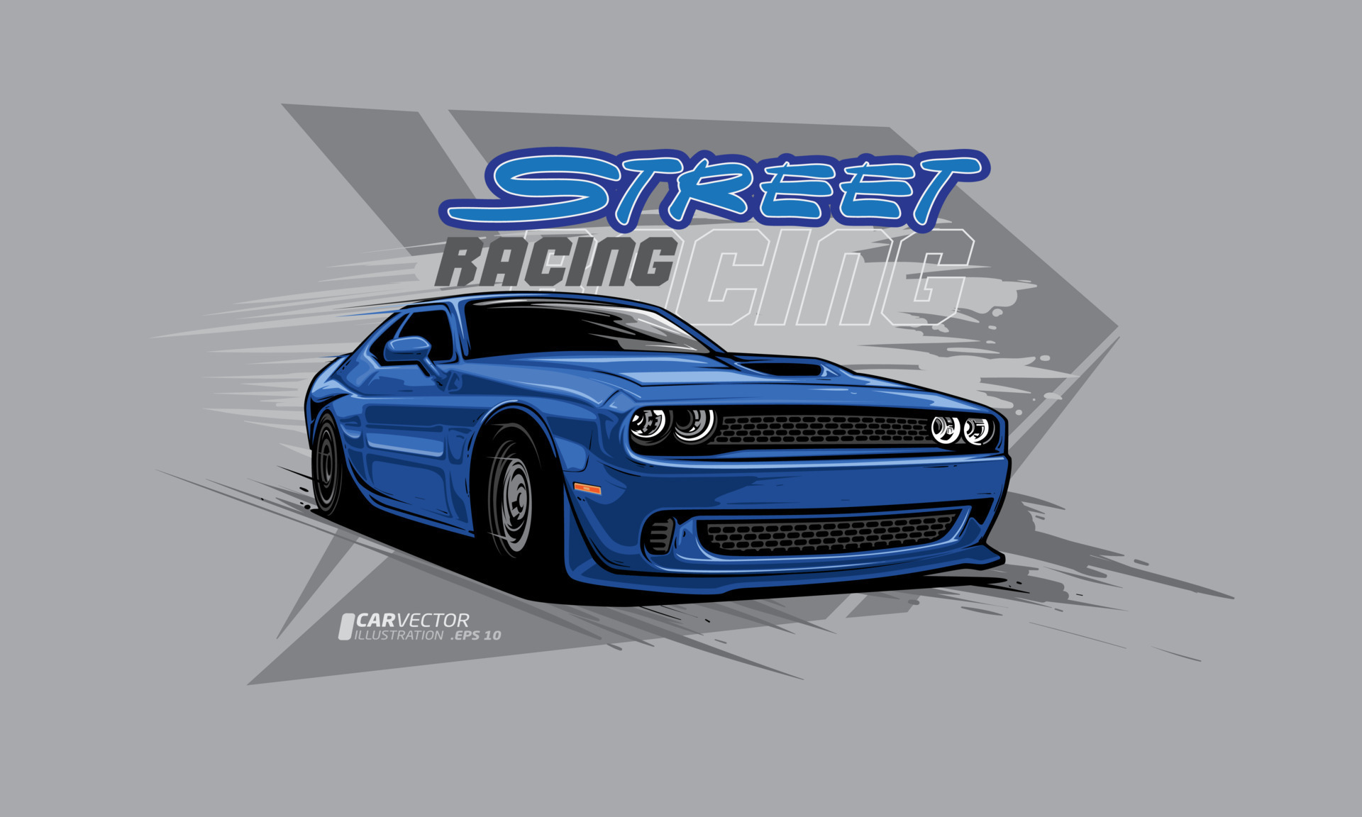 Street Racing Vector Illustration. Icon blue sport car vector