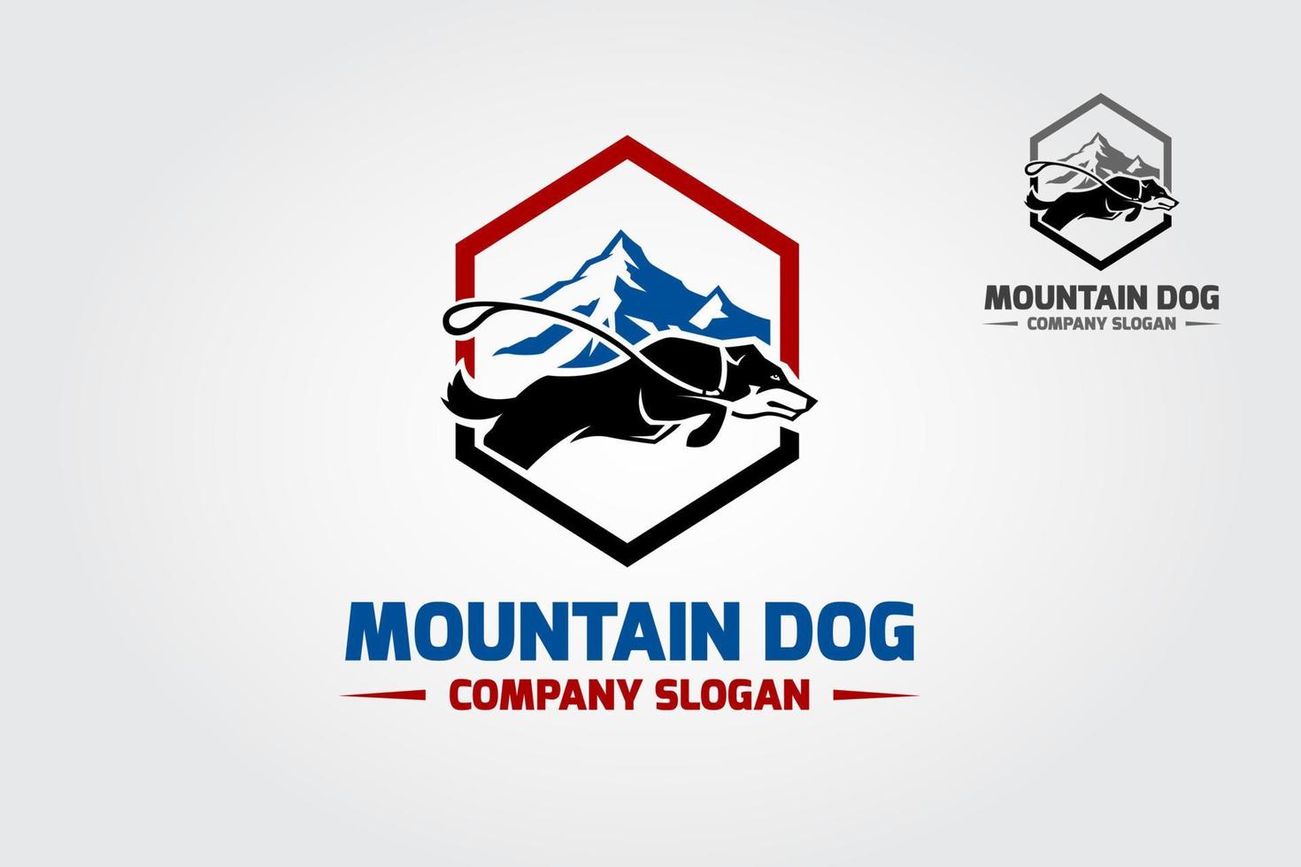 Mountain Dog Hexagonal Logo Template professional, stylish and modern. This logo used for any pets related businesses or pets training center. vector