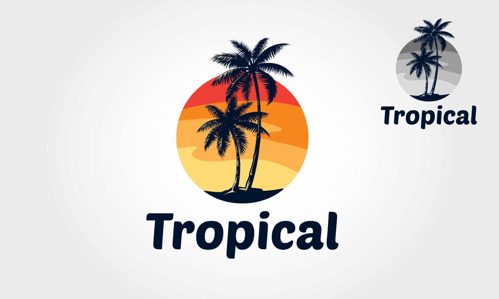 Tropical Vector Logo Template. This logo can be used by travel agency, outdoor recreation, adventure, tours, travel site, charter trip, travel blog, resort, hotel, hotel, etc.