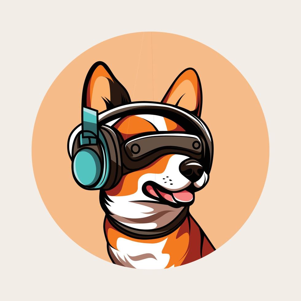 Dog Gaming Cartoon Vector Icon Illustration