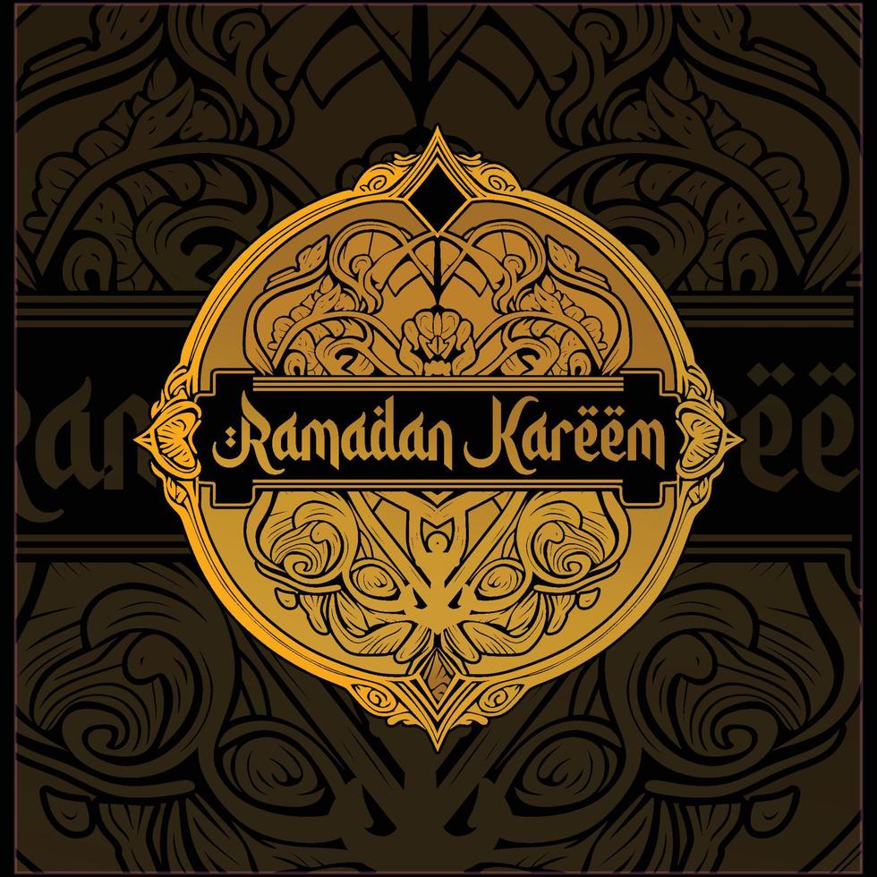 Ramadán kareem decorativo ornamento oro vector