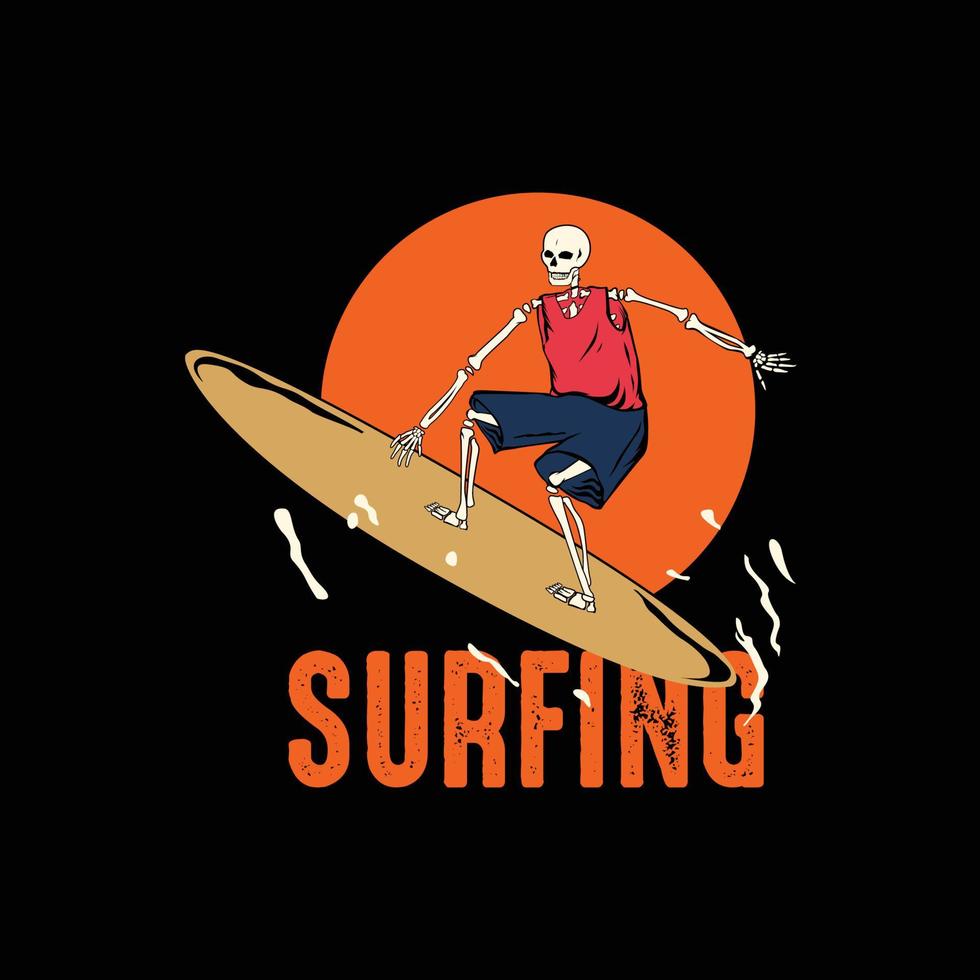 surf playa cráneo ilustración vector