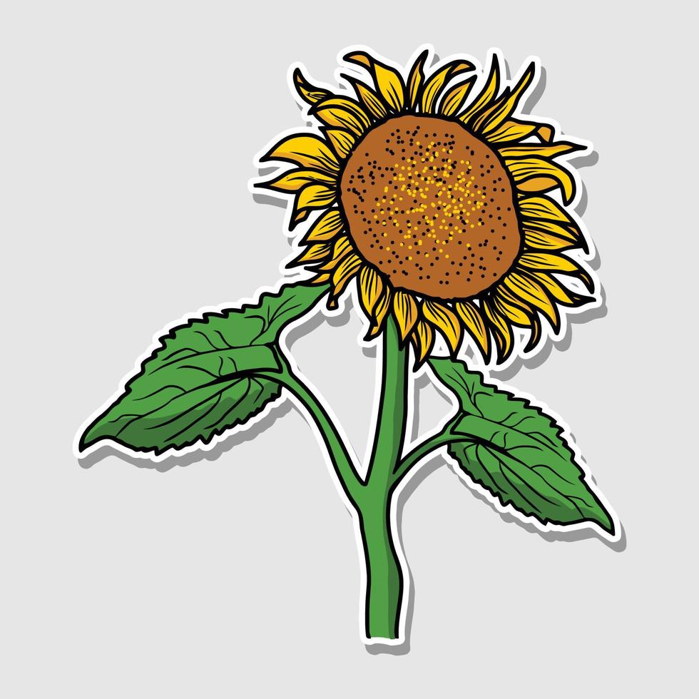 sticker design with a sunflower vector