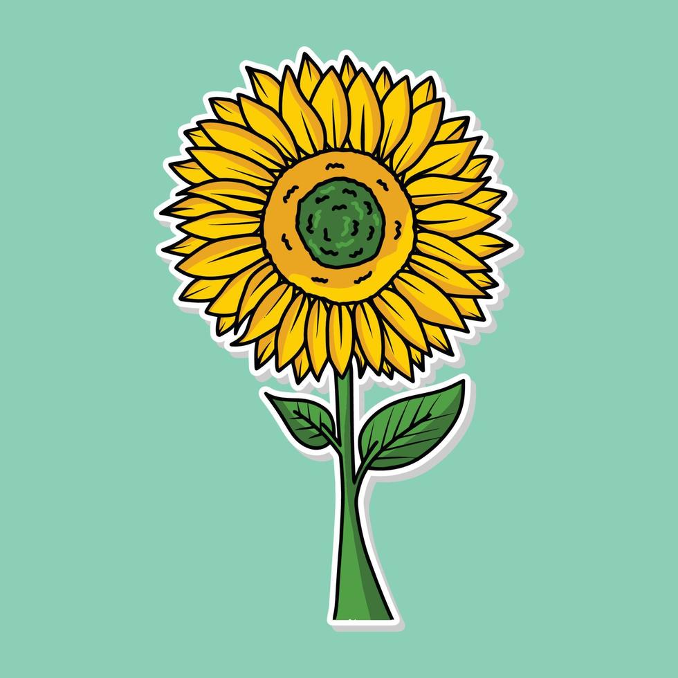 pegatina diseño flor girasol vector