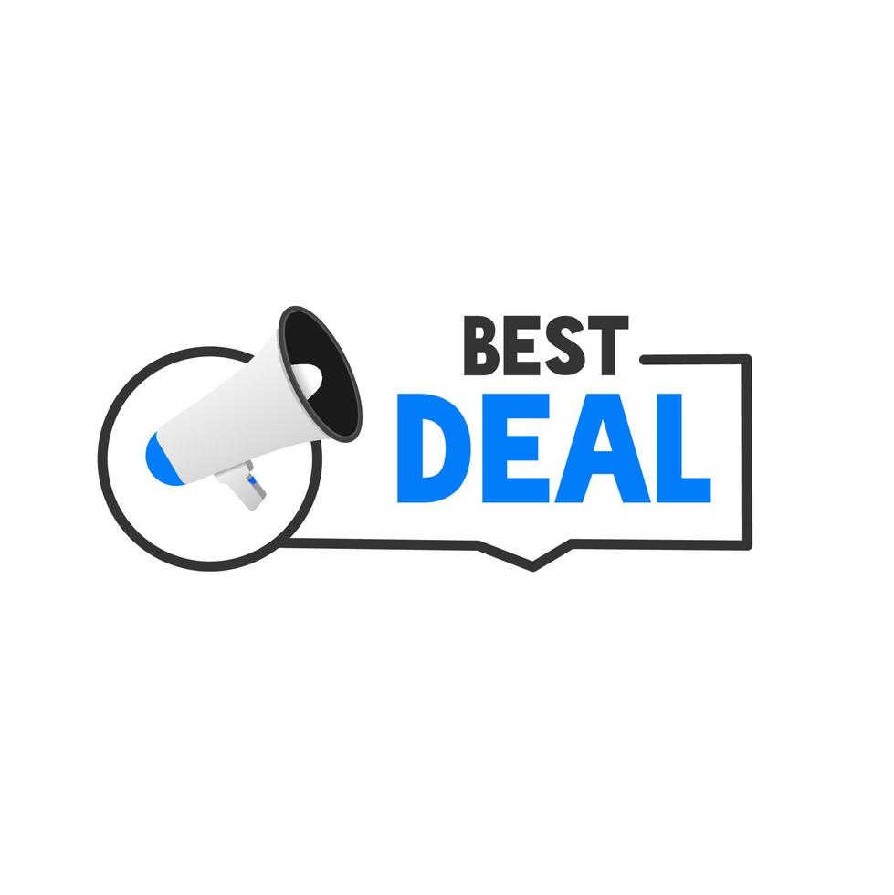 Best deal banner template. Badge with megaphone icon design. Modern style vector illustration.