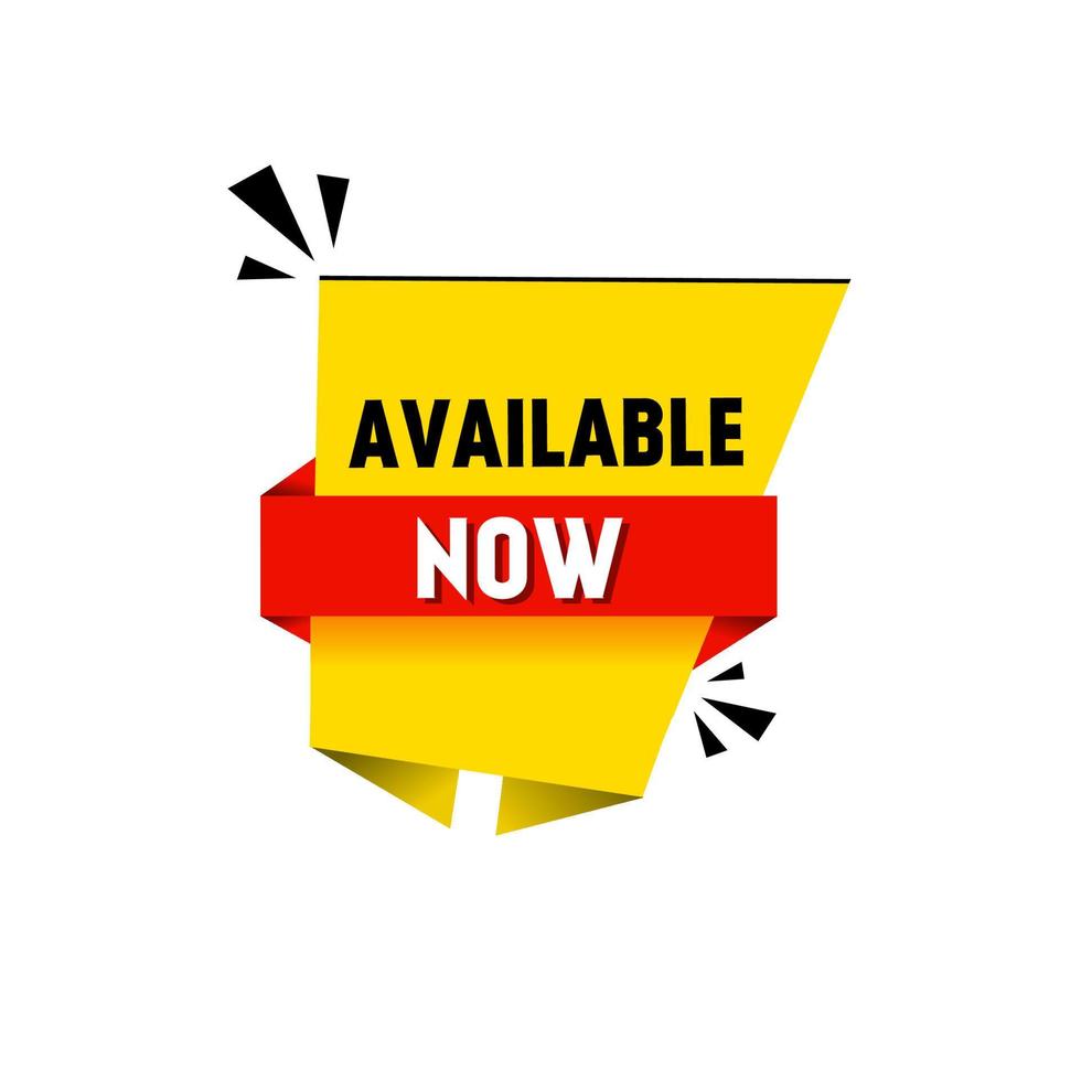 available now - Banner, Label, Ribbon Template design. Modern Vector illustration.