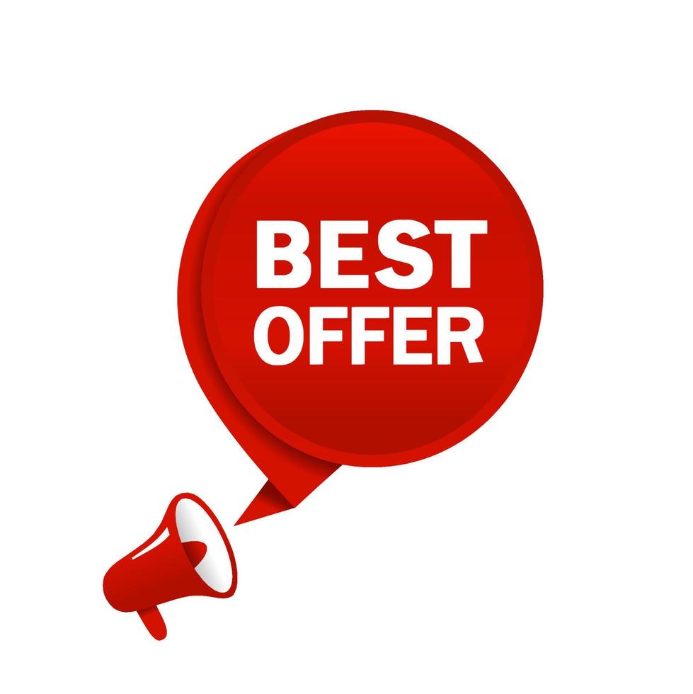 Best offer banner design. Speech bubble with megaphone. vector template.
