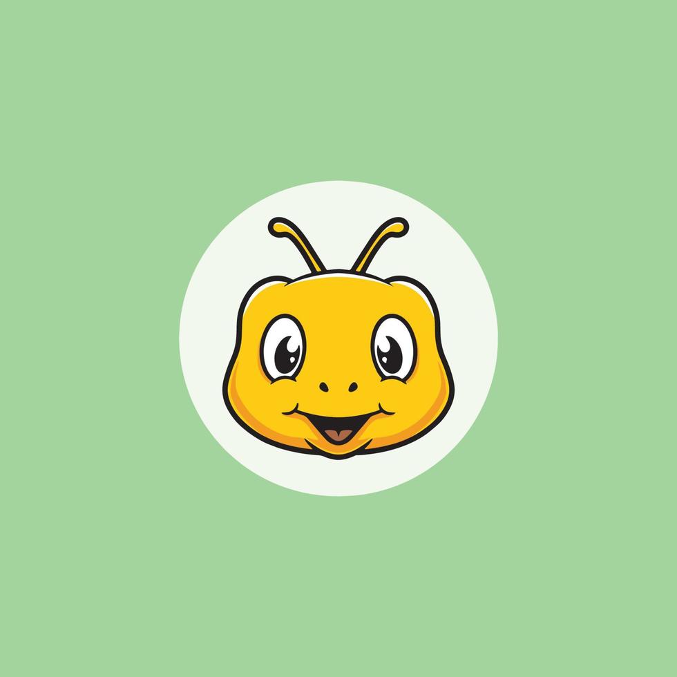Cute bee smiling face cartoon illustration vector