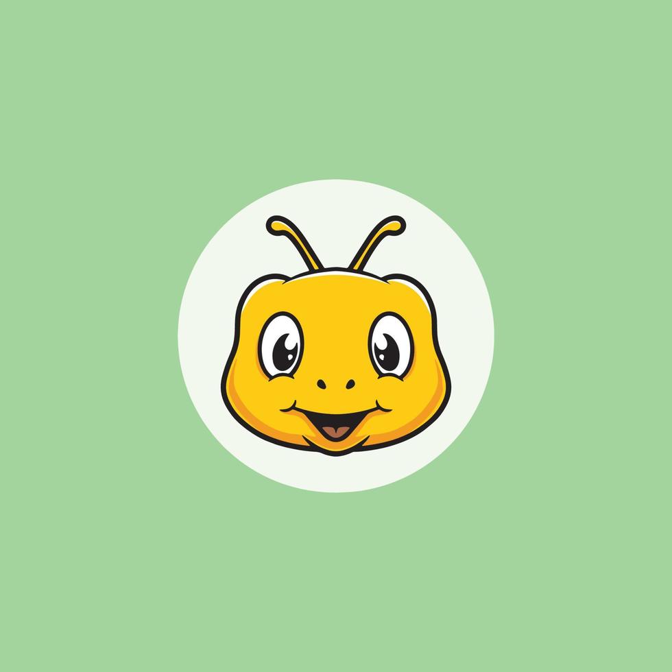 Cute bee smiling face cartoon illustration vector