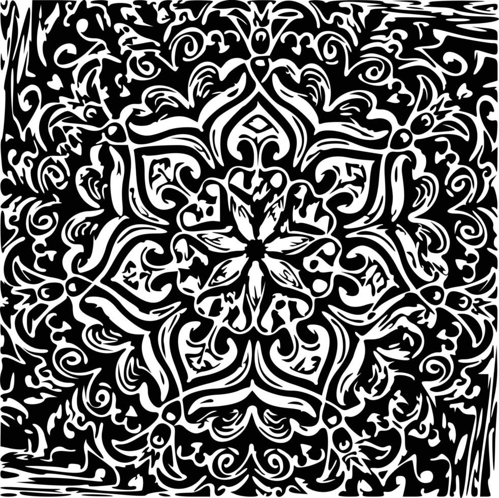 Black and White mandala ethnic background design vector