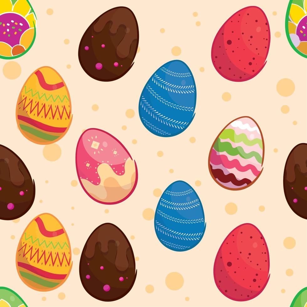 pattern background with easter eggs icons Vector illustration