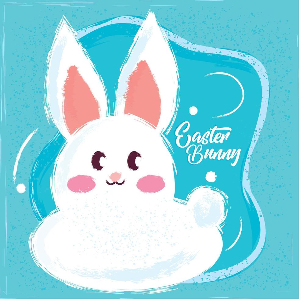 Happy easter poster with isolated easter bunny Vector illustration