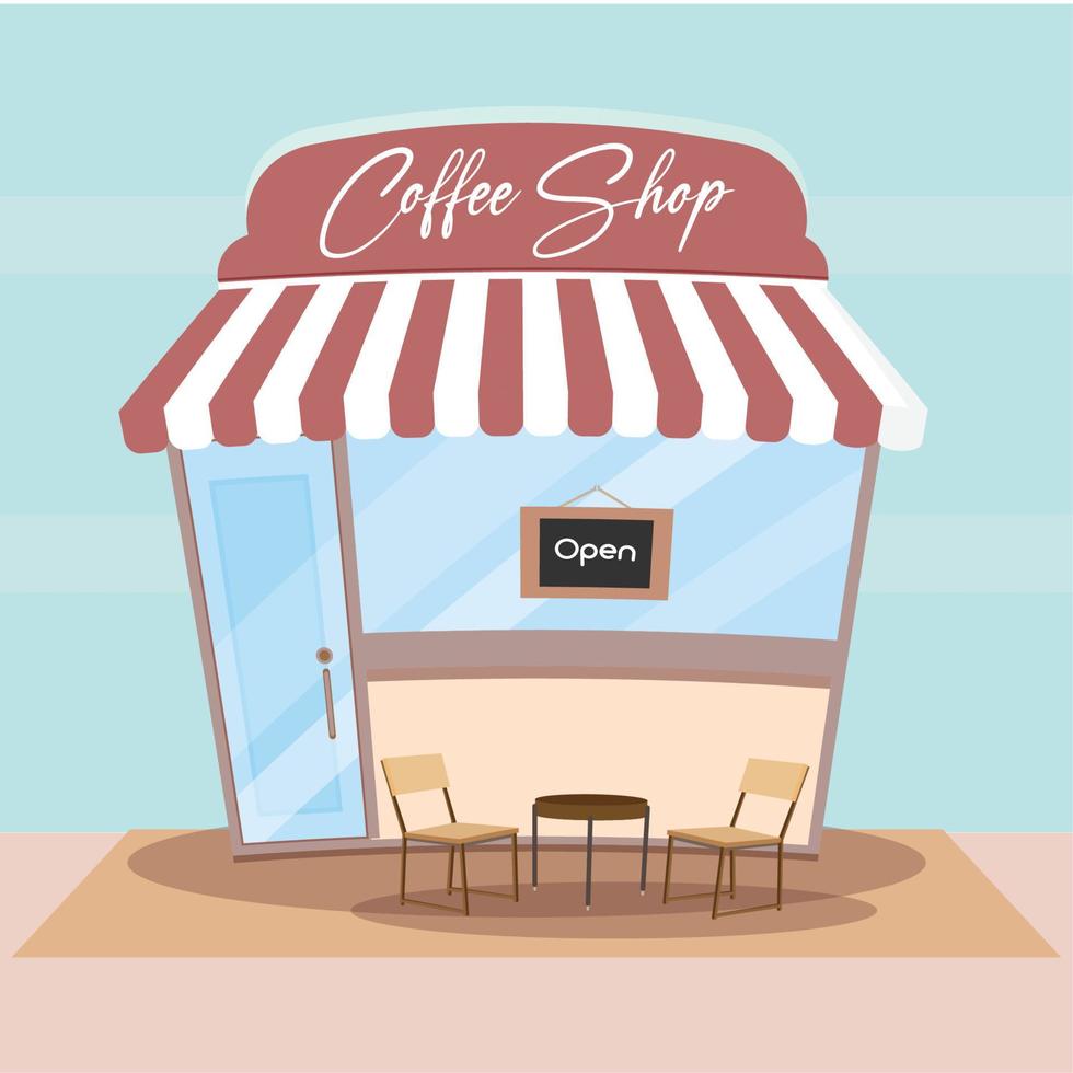 Modern coffee shop with furniture Vector illustration
