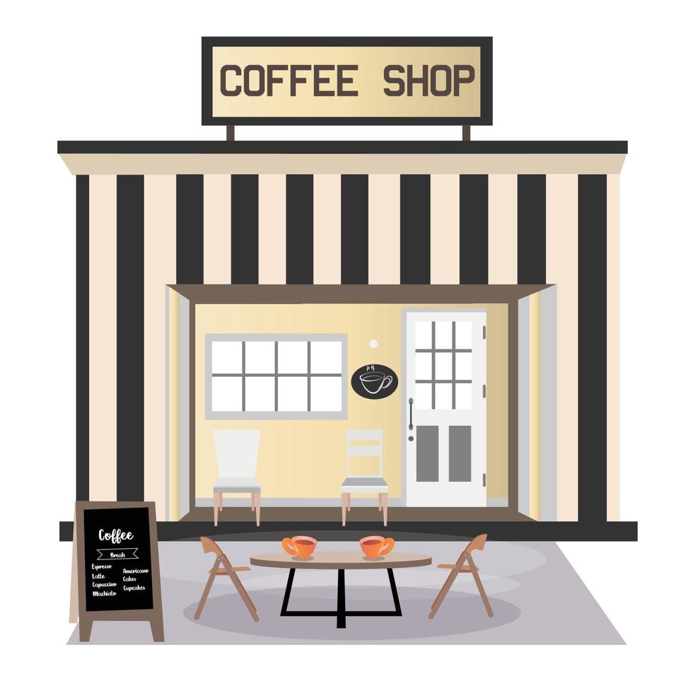 Modern coffee shop with furniture Vector illustration