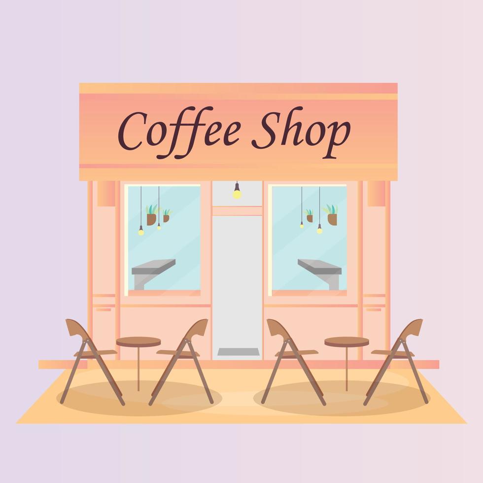 Modern coffee shop with furniture Vector illustration