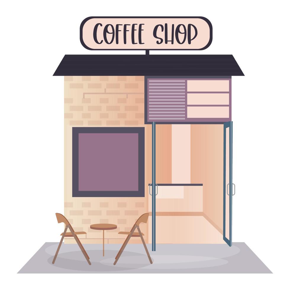 Modern coffee shop with furniture Vector illustration
